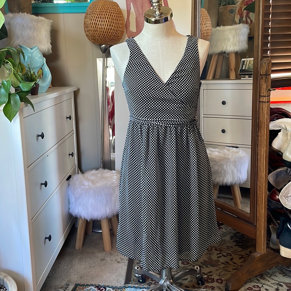 Beautiful Black And White Summer Polka Dot Dress, M